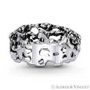 Teddy Bears Holding Hands Band Eternity Ring in .925 Sterling Silver - Size 9